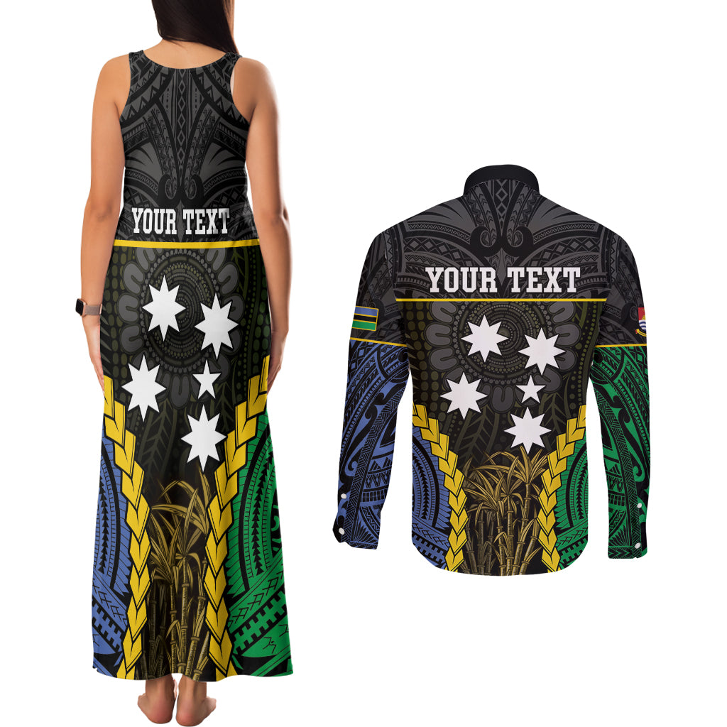 Personalised South Sea Islanders And Gilbert Islands Couples Matching Tank Maxi Dress and Long Sleeve Button Shirt Kanakas Polynesian Pattern