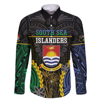 Personalised South Sea Islanders And Gilbert Islands Family Matching Off Shoulder Maxi Dress and Hawaiian Shirt Kanakas Polynesian Pattern LT05 Dad's Shirt - Long Sleeve Black - Polynesian Pride