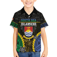 Personalised South Sea Islanders And Gilbert Islands Family Matching Short Sleeve Bodycon Dress and Hawaiian Shirt Kanakas Polynesian Pattern LT05 Son's Shirt Black - Polynesian Pride