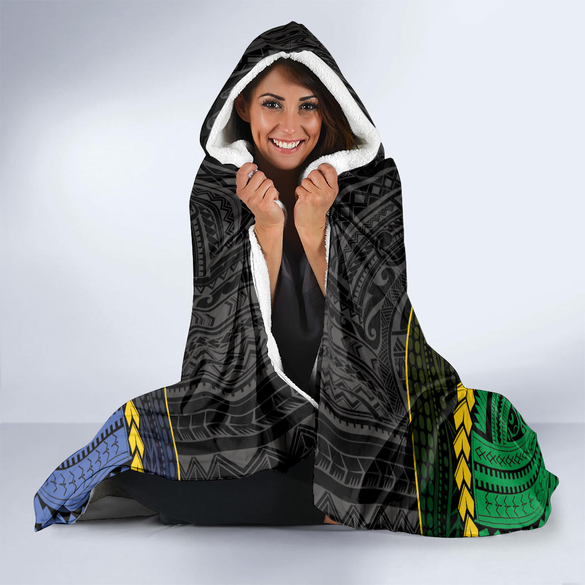 South Sea Islanders And Gilbert Islands Hooded Blanket Kanakas Polynesian Pattern