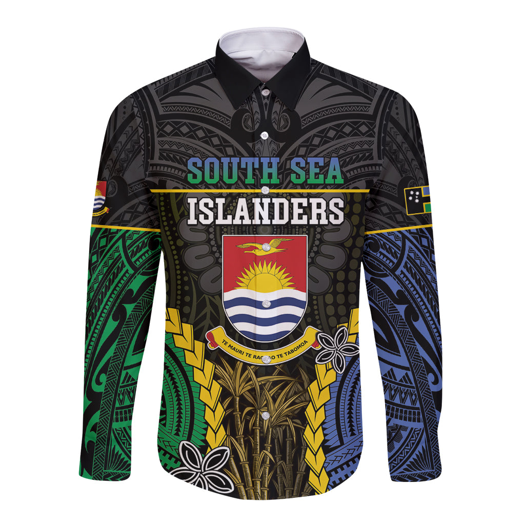 Personalised South Sea Islanders And Gilbert Islands Long Sleeve Button Shirt Kanakas Polynesian Pattern