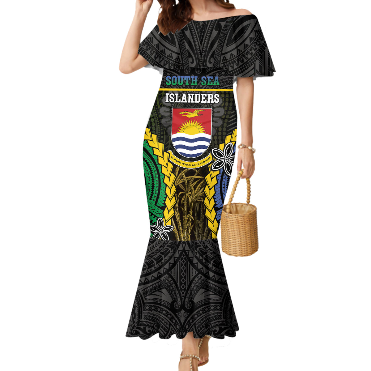 Personalised South Sea Islanders And Gilbert Islands Mermaid Dress Kanakas Polynesian Pattern