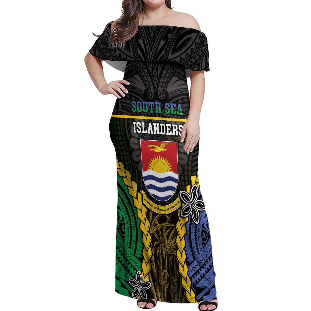 Personalised South Sea Islanders And Gilbert Islands Off Shoulder Maxi Dress Kanakas Polynesian Pattern