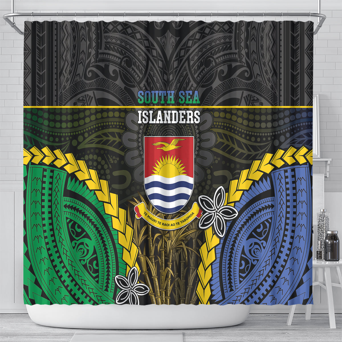 South Sea Islanders And Gilbert Islands Shower Curtain Kanakas Polynesian Pattern LT05 - Polynesian Pride