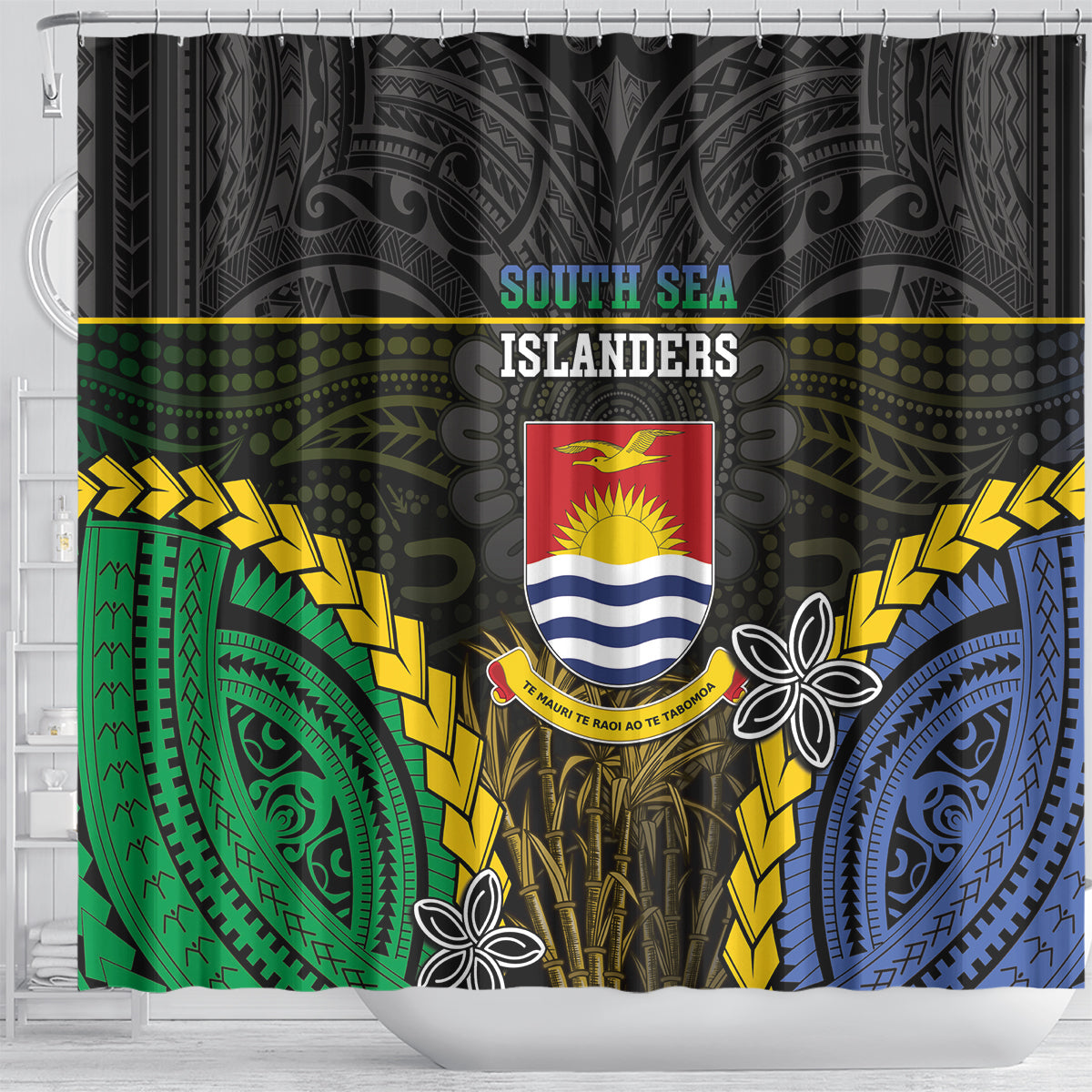 South Sea Islanders And Gilbert Islands Shower Curtain Kanakas Polynesian Pattern LT05 - Polynesian Pride