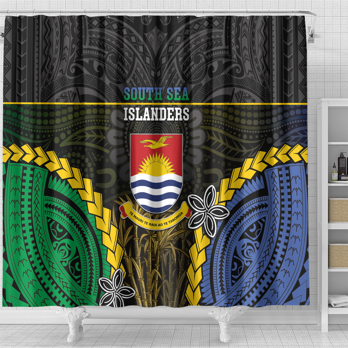 South Sea Islanders And Gilbert Islands Shower Curtain Kanakas Polynesian Pattern LT05 - Polynesian Pride