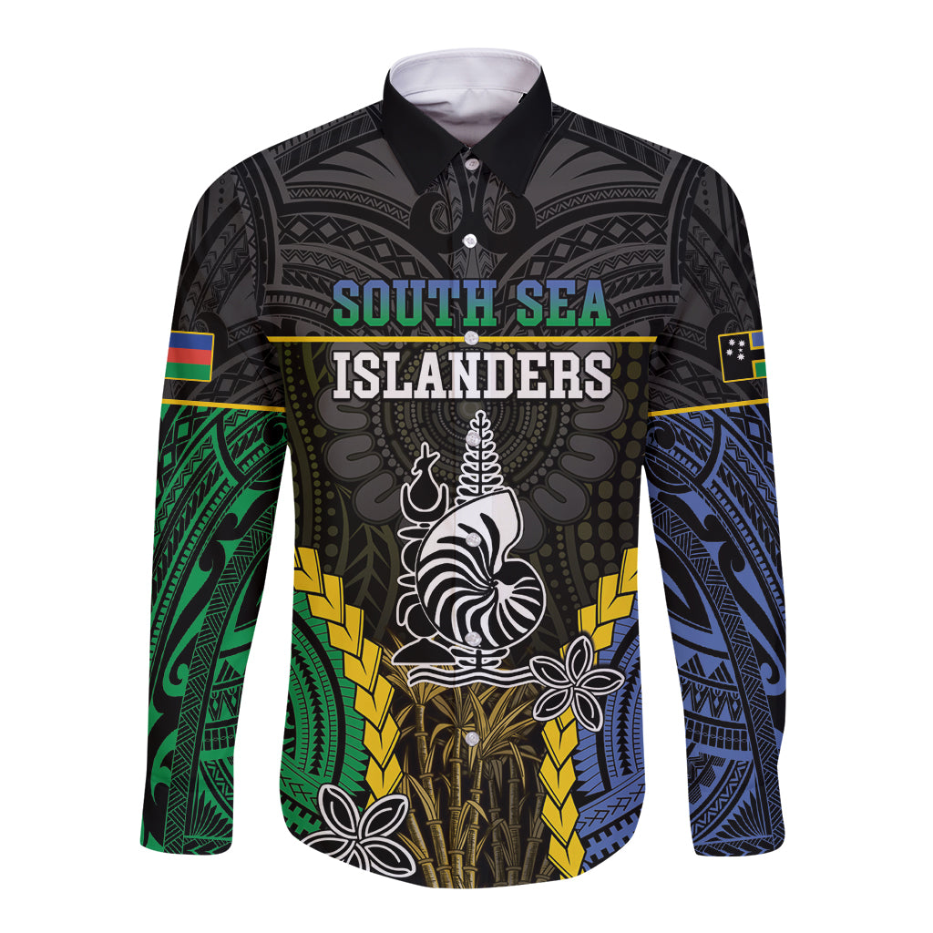 Personalised South Sea Islanders And New Caledonia Long Sleeve Button Shirt Kanakas Polynesian Pattern
