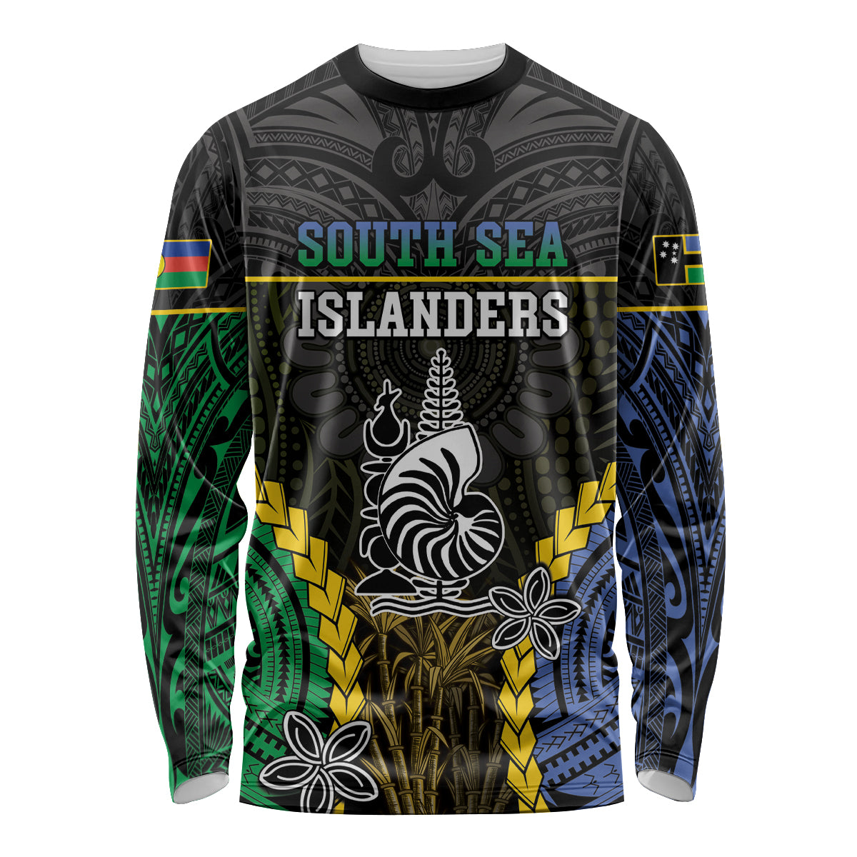 Personalised South Sea Islanders And New Caledonia Long Sleeve Shirt Kanakas Polynesian Pattern