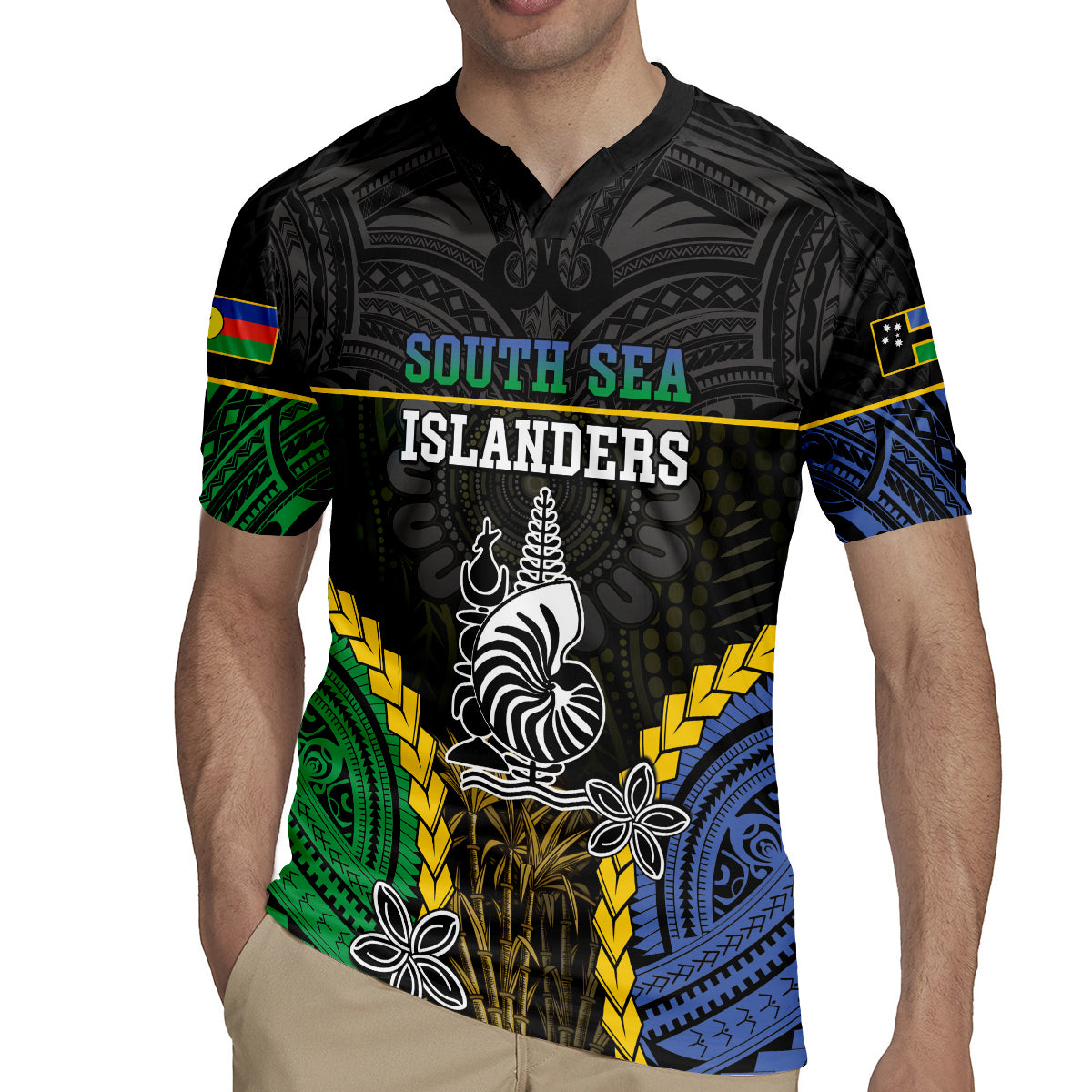 Personalised South Sea Islanders And New Caledonia Rugby Jersey Kanakas Polynesian Pattern