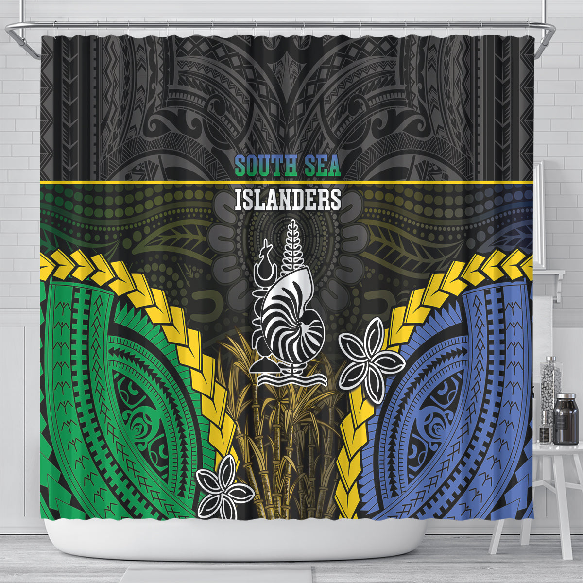 South Sea Islanders And New Caledonia Shower Curtain Kanakas Polynesian Pattern LT05 - Polynesian Pride