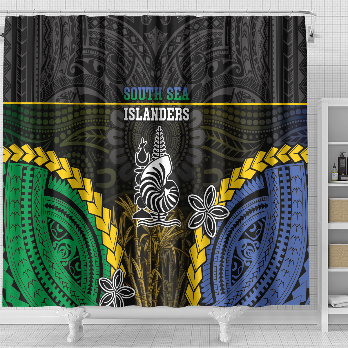 South Sea Islanders And New Caledonia Shower Curtain Kanakas Polynesian Pattern LT05 - Polynesian Pride