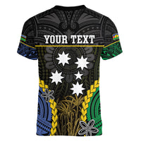 Personalised South Sea Islanders And New Caledonia Women V-Neck T-Shirt Kanakas Polynesian Pattern