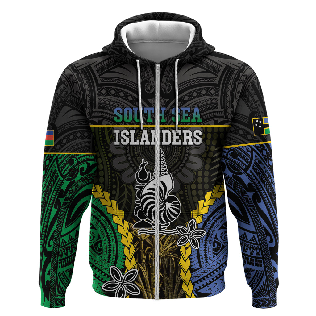 Personalised South Sea Islanders And New Caledonia Zip Hoodie Kanakas Polynesian Pattern