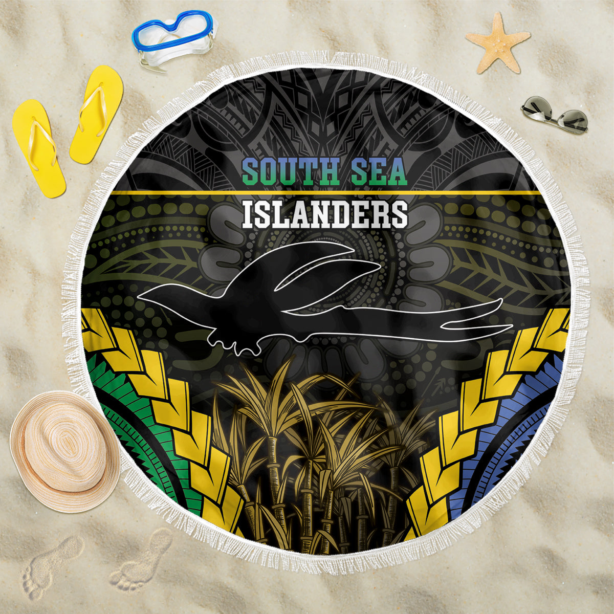 South Sea Islanders And New Ireland Beach Blanket Kanakas Polynesian Pattern
