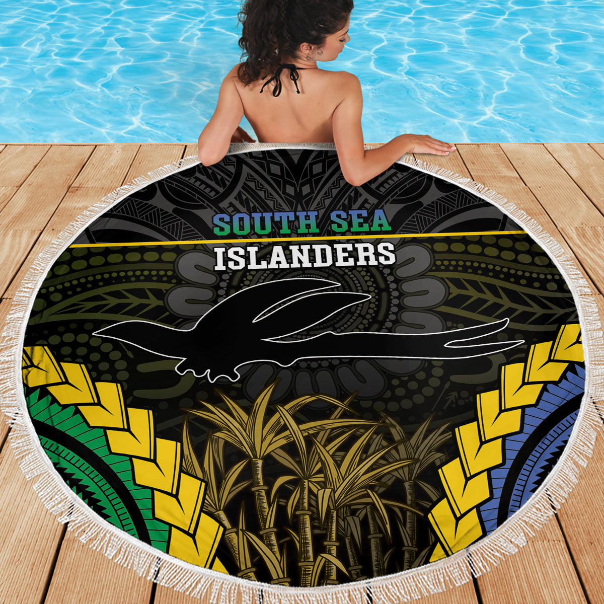 South Sea Islanders And New Ireland Beach Blanket Kanakas Polynesian Pattern