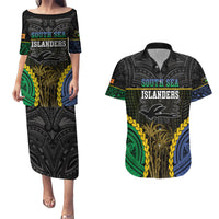 Personalised South Sea Islanders And New Ireland Couples Matching Puletasi and Hawaiian Shirt Kanakas Polynesian Pattern