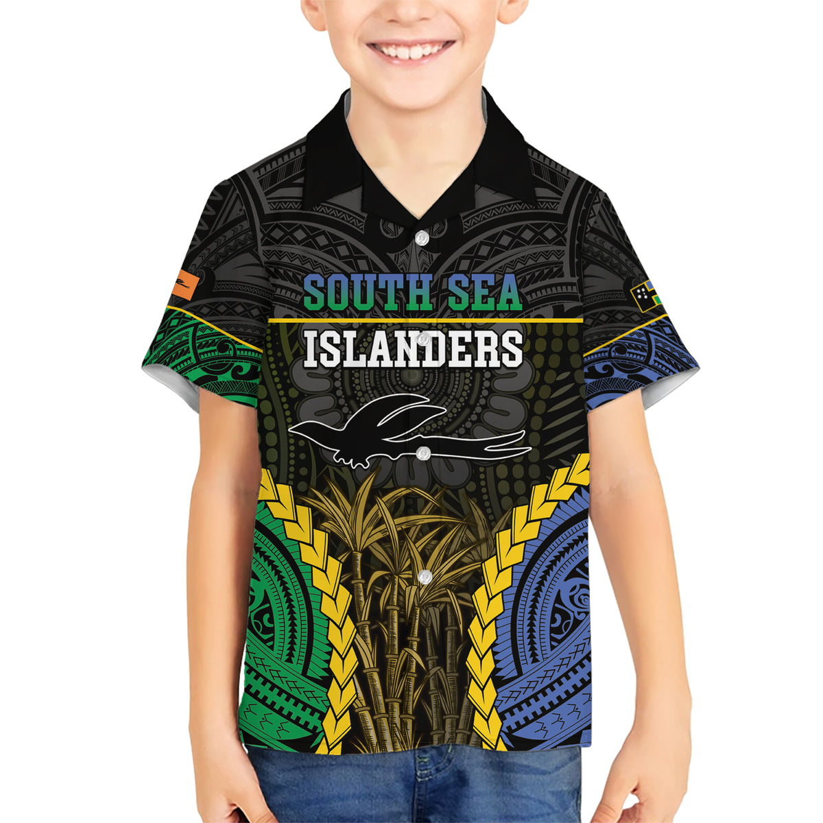 Personalised South Sea Islanders And New Ireland Family Matching Short Sleeve Bodycon Dress and Hawaiian Shirt Kanakas Polynesian Pattern LT05 Son's Shirt Black - Polynesian Pride