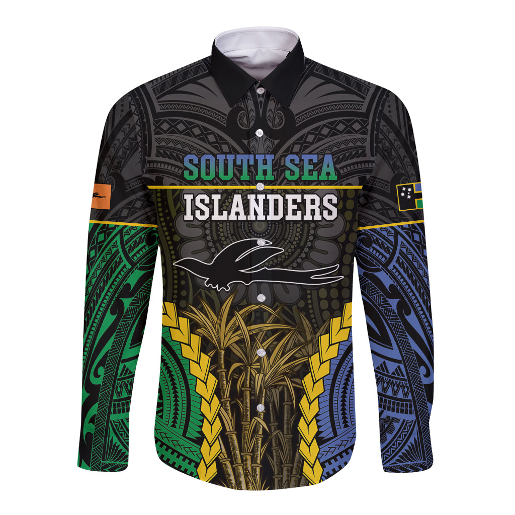 Personalised South Sea Islanders And New Ireland Long Sleeve Button Shirt Kanakas Polynesian Pattern