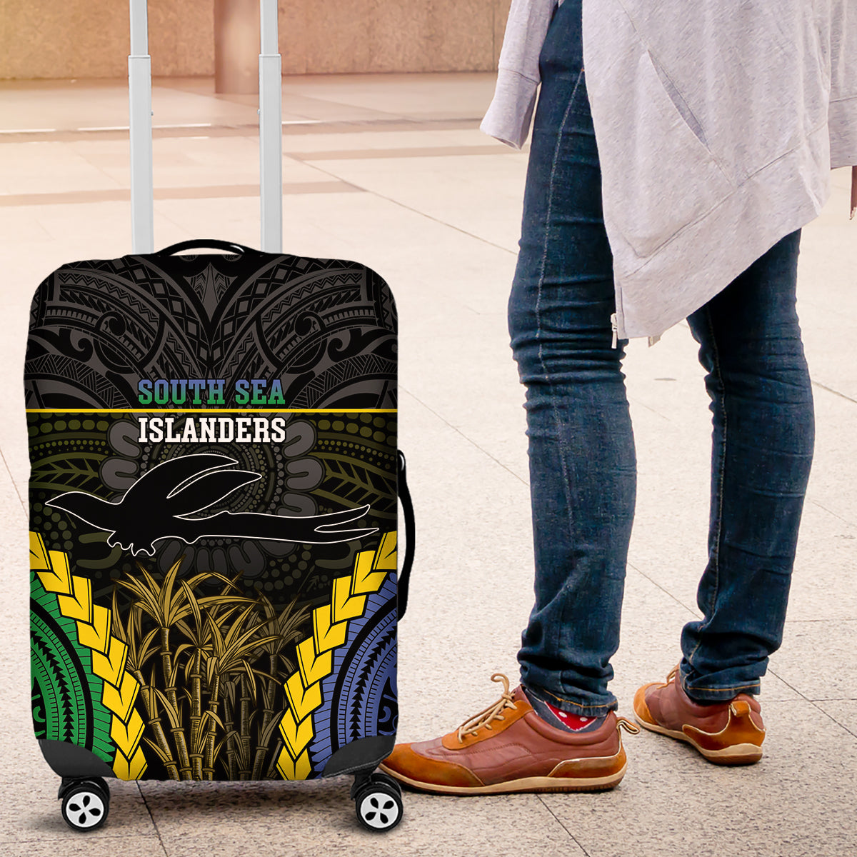 South Sea Islanders And New Ireland Luggage Cover Kanakas Polynesian Pattern