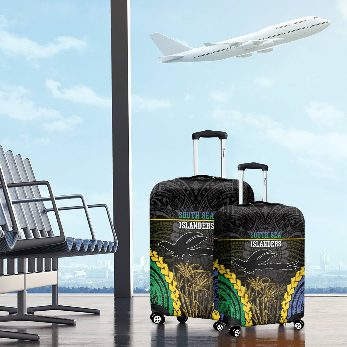 South Sea Islanders And New Ireland Luggage Cover Kanakas Polynesian Pattern