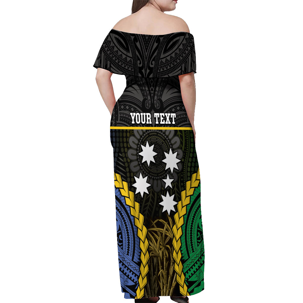 Personalised South Sea Islanders And New Ireland Off Shoulder Maxi Dress Kanakas Polynesian Pattern