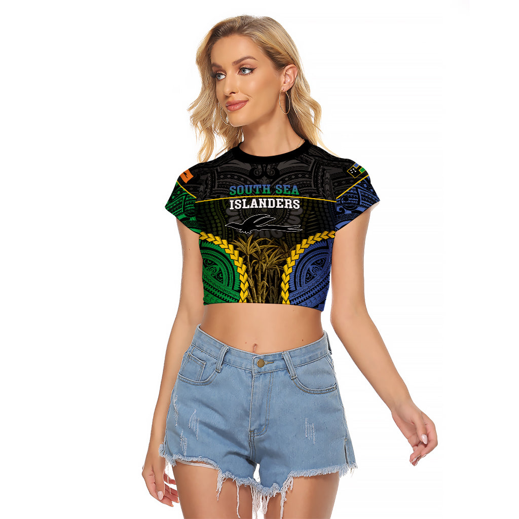 Personalised South Sea Islanders And New Ireland Raglan Cropped T Shirt Kanakas Polynesian Pattern