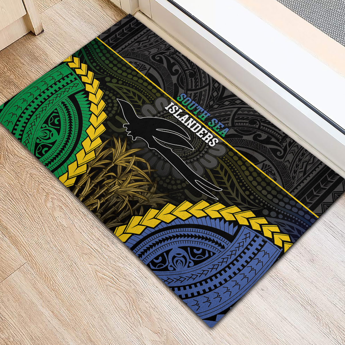 South Sea Islanders And New Ireland Rubber Doormat Kanakas Polynesian Pattern