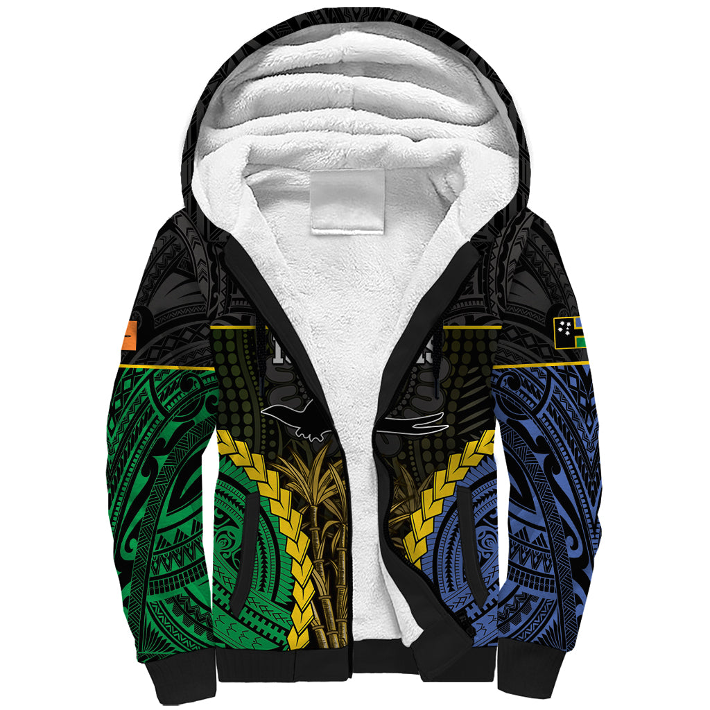 Personalised South Sea Islanders And New Ireland Sherpa Hoodie Kanakas Polynesian Pattern
