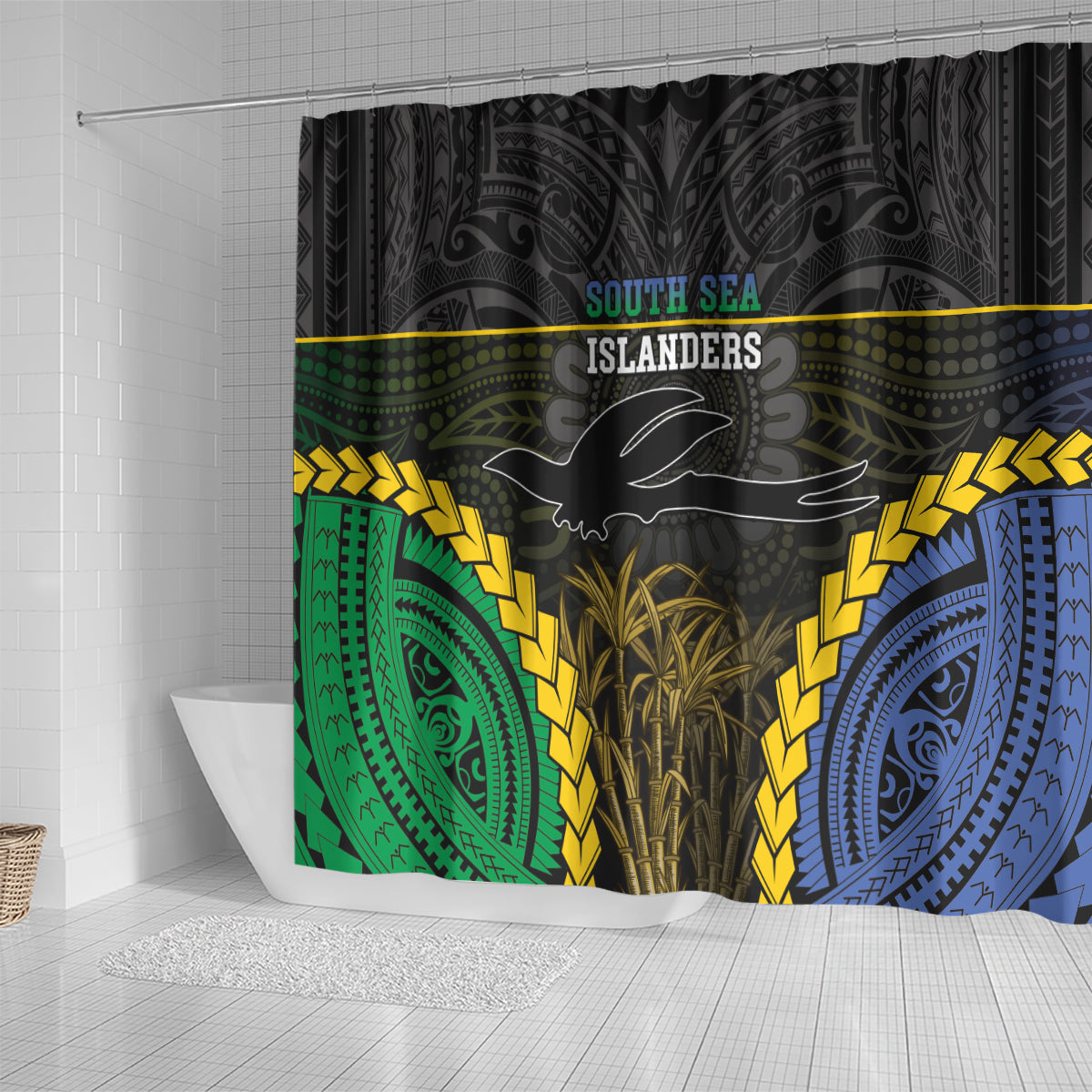 South Sea Islanders And New Ireland Shower Curtain Kanakas Polynesian Pattern LT05 - Polynesian Pride