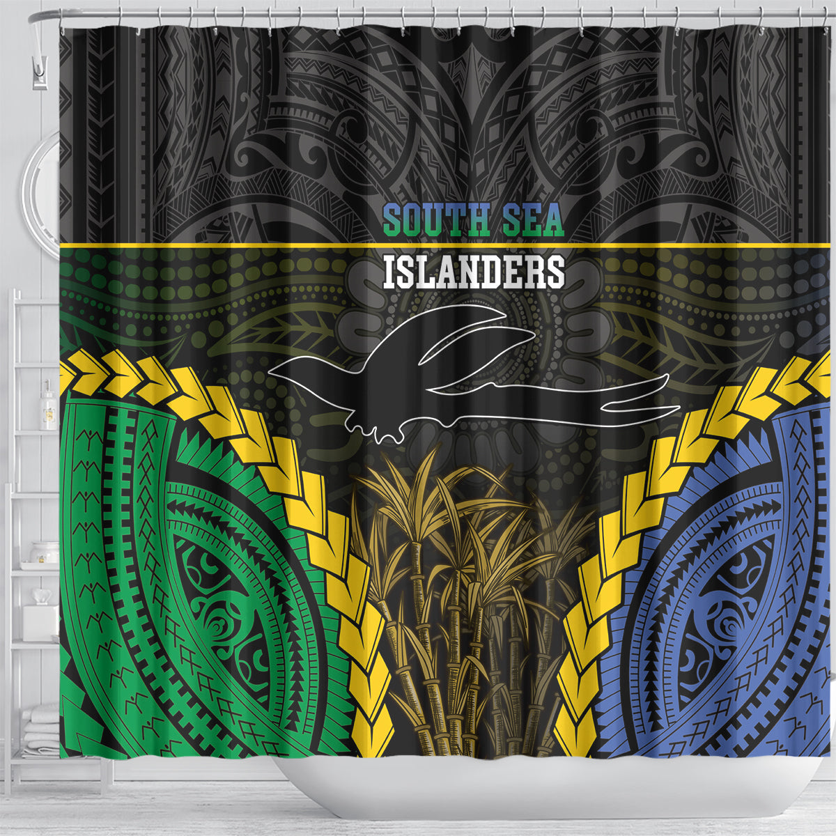 South Sea Islanders And New Ireland Shower Curtain Kanakas Polynesian Pattern LT05 - Polynesian Pride