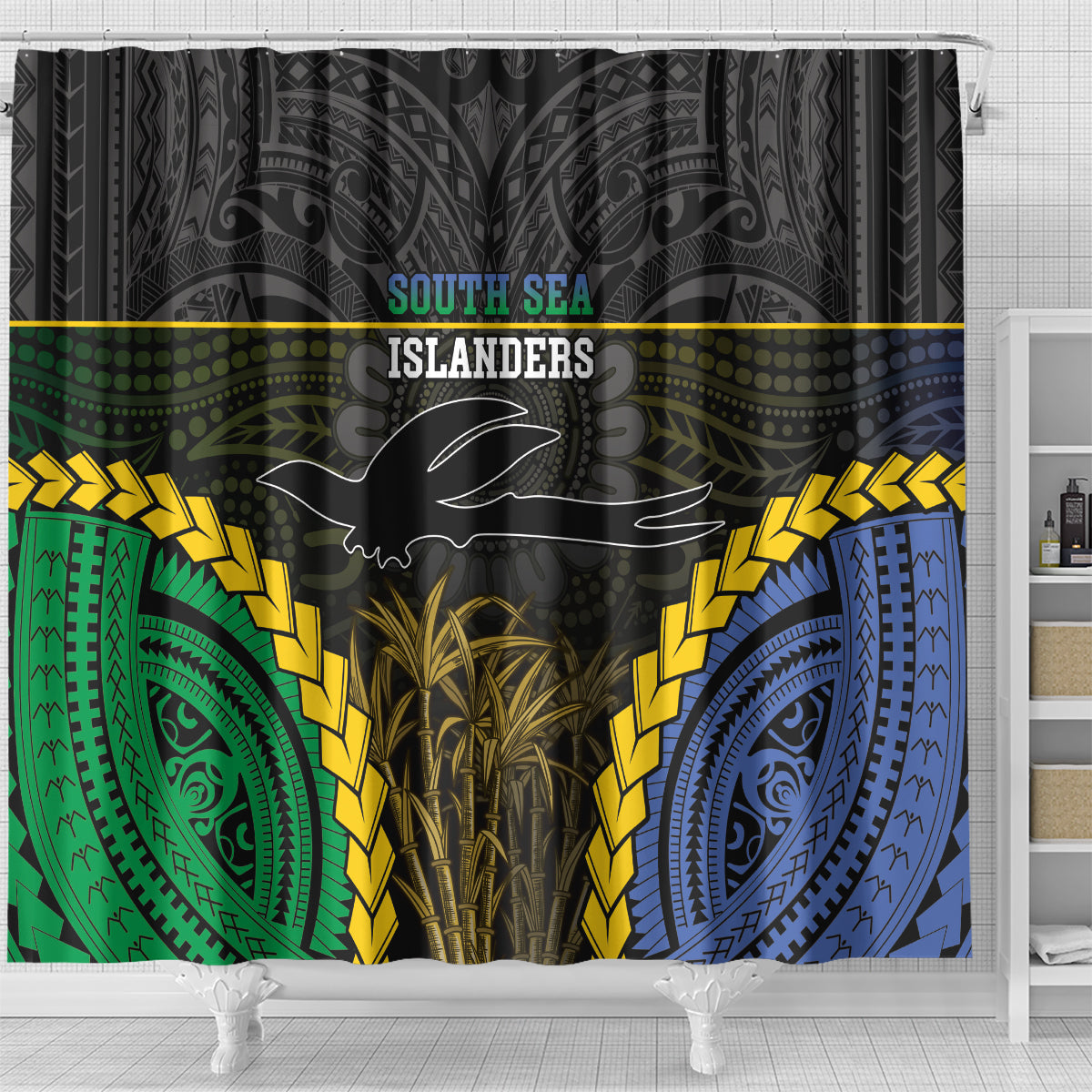 South Sea Islanders And New Ireland Shower Curtain Kanakas Polynesian Pattern LT05 - Polynesian Pride
