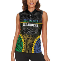 Personalised South Sea Islanders And New Ireland Women Sleeveless Polo Shirt Kanakas Polynesian Pattern