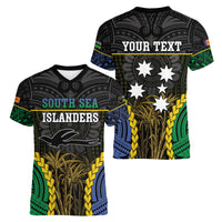 Personalised South Sea Islanders And New Ireland Women V-Neck T-Shirt Kanakas Polynesian Pattern