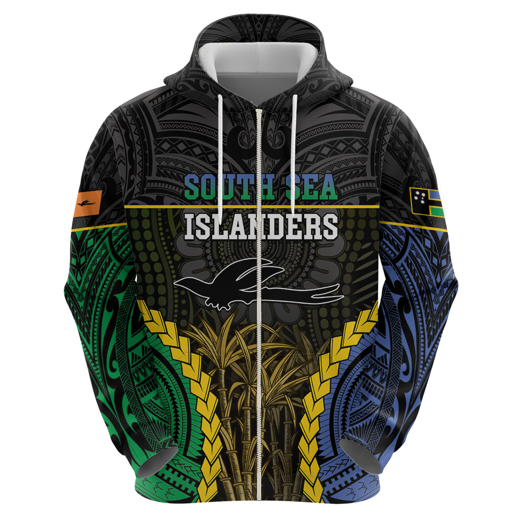 Personalised South Sea Islanders And New Ireland Zip Hoodie Kanakas Polynesian Pattern