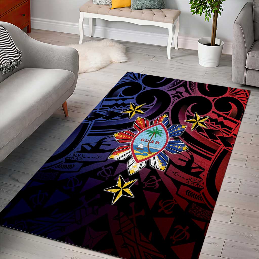 Philippines Guam Area Rug Filipino Sun With Guaman Seal