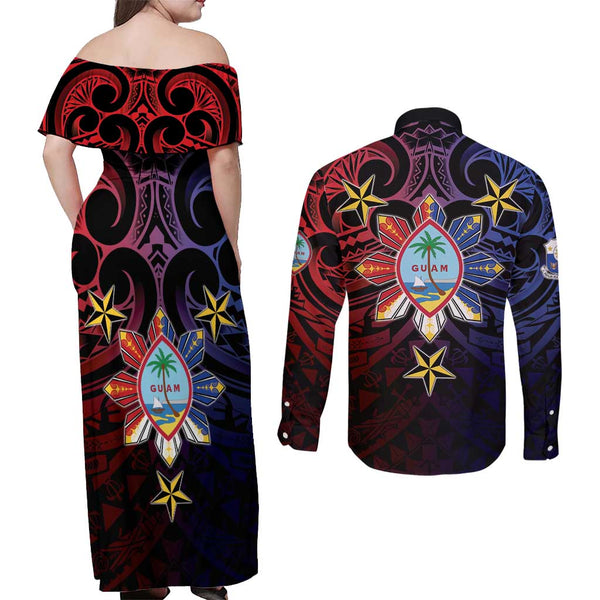 Philippines Guam Couples Matching Off Shoulder Maxi Dress and Long ...