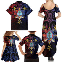 Philippines Guam Family Matching Summer Maxi Dress and Hawaiian Shirt Filipino Sun With Guaman Seal