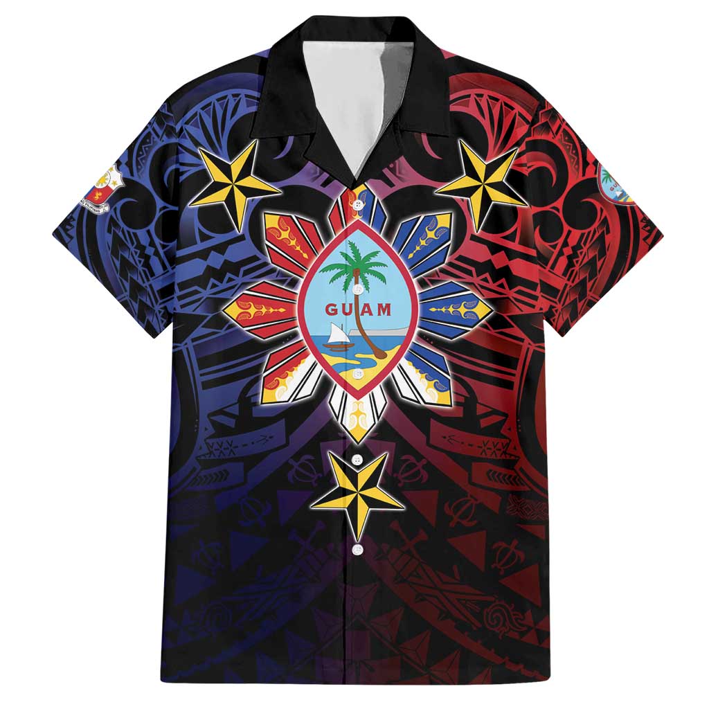 Philippines Guam Hawaiian Shirt Filipino Sun With Guaman Seal LT05 Blue - Polynesian Pride