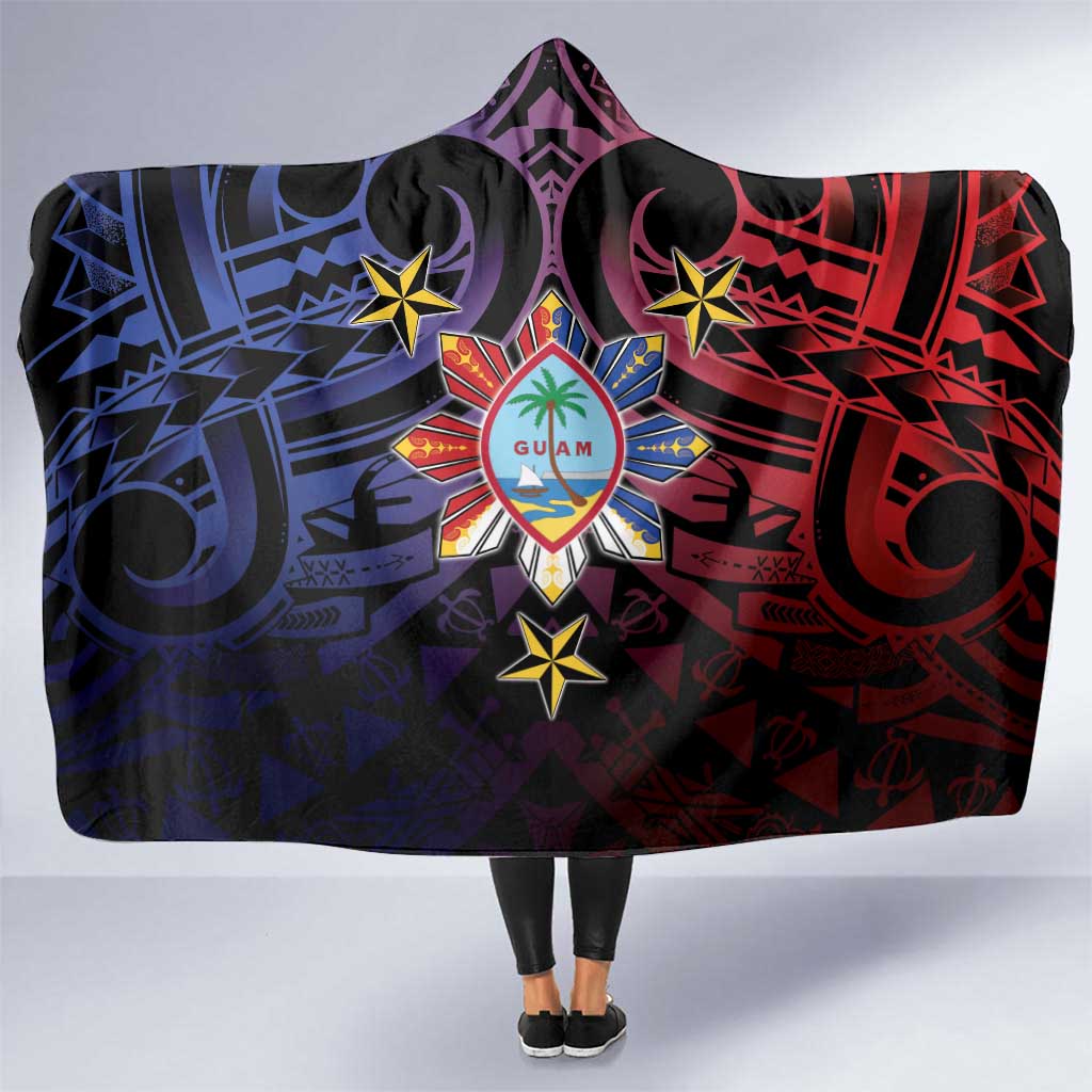 Philippines Guam Hooded Blanket Filipino Sun With Guaman Seal LT05 One Size Blue - Polynesian Pride