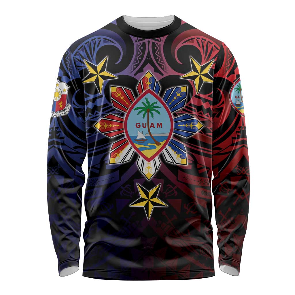 Philippines Guam Long Sleeve Shirt Filipino Sun With Guaman Seal