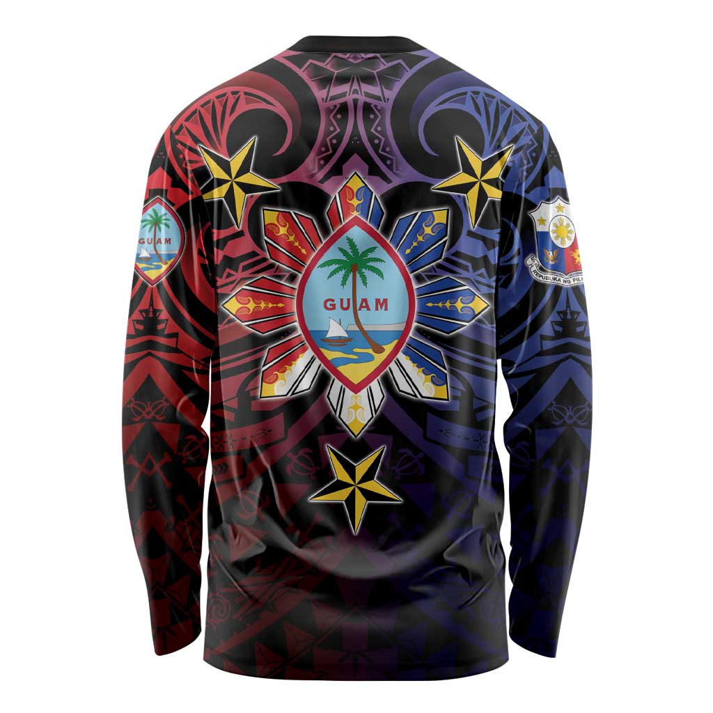 Philippines Guam Long Sleeve Shirt Filipino Sun With Guaman Seal
