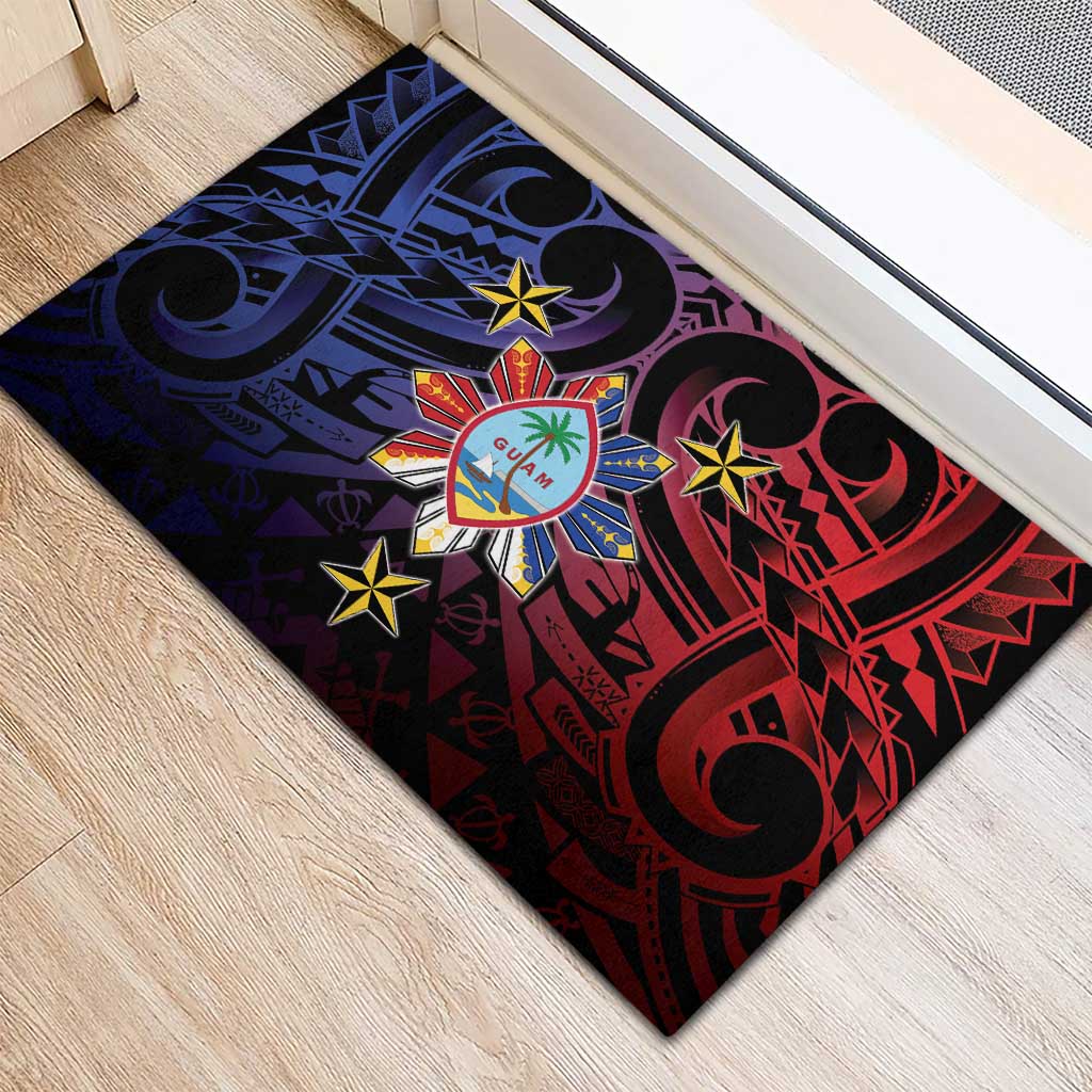 Philippines Guam Rubber Doormat Filipino Sun With Guaman Seal