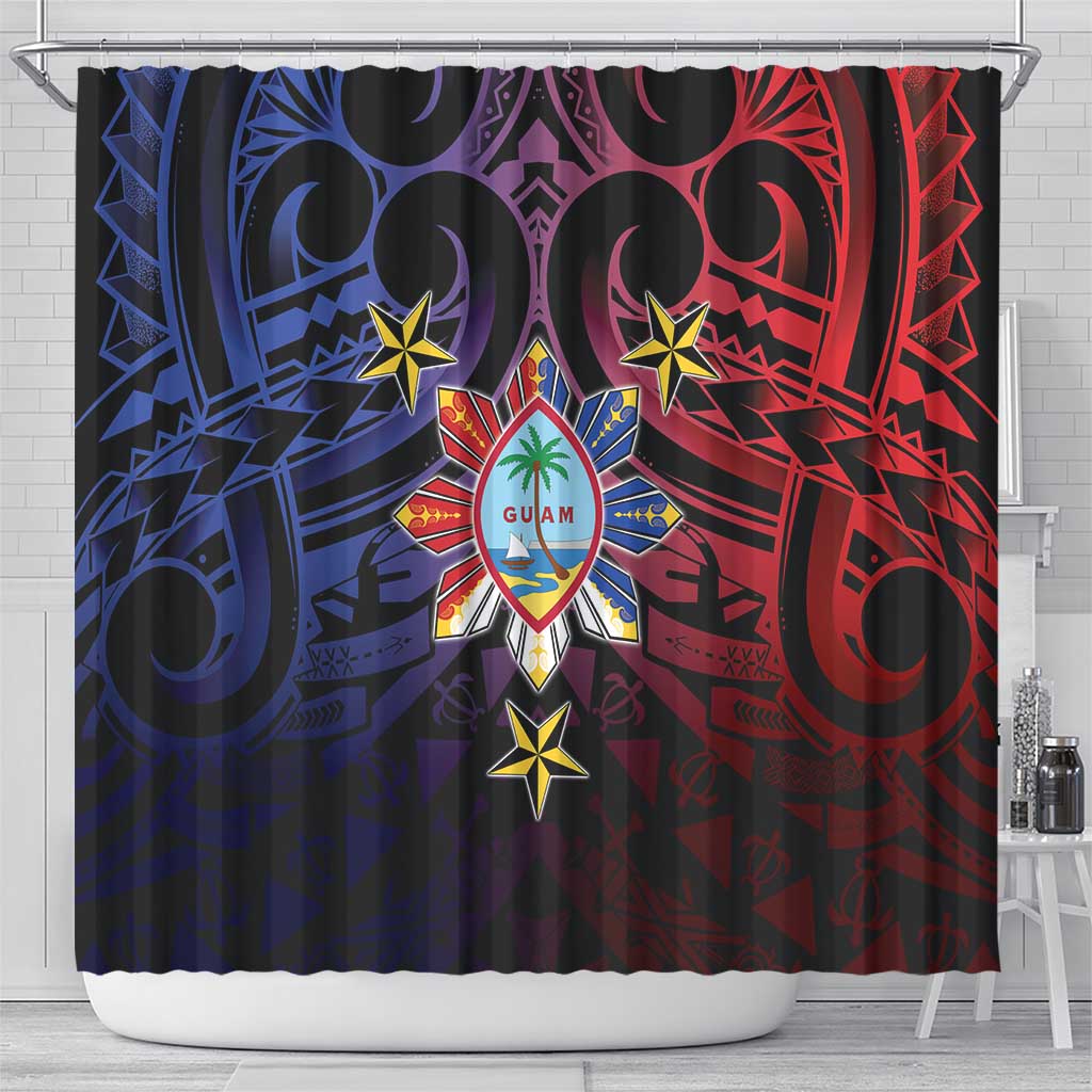Philippines Guam Shower Curtain Filipino Sun With Guaman Seal