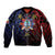 Philippines Guam Sleeve Zip Bomber Jacket Filipino Sun With Guaman Seal