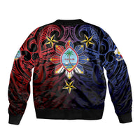 Philippines Guam Sleeve Zip Bomber Jacket Filipino Sun With Guaman Seal LT05 - Polynesian Pride