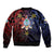Philippines Guam Sleeve Zip Bomber Jacket Filipino Sun With Guaman Seal