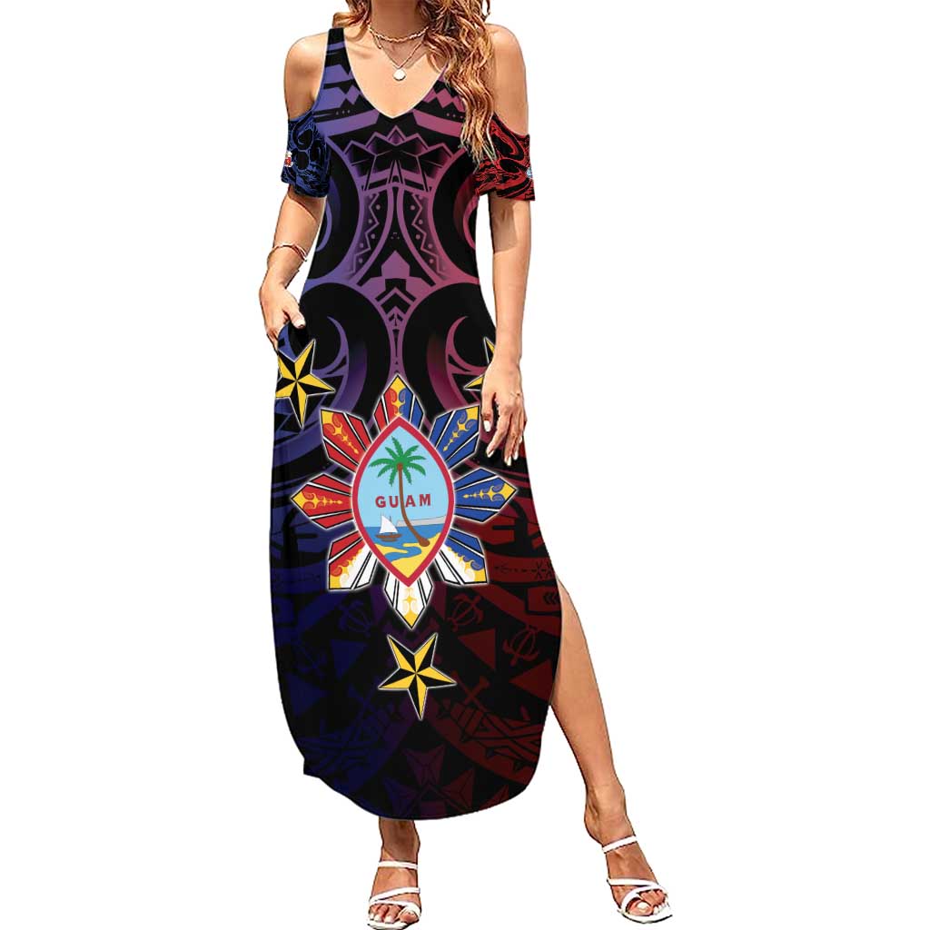 Philippines Guam Summer Maxi Dress Filipino Sun With Guaman Seal