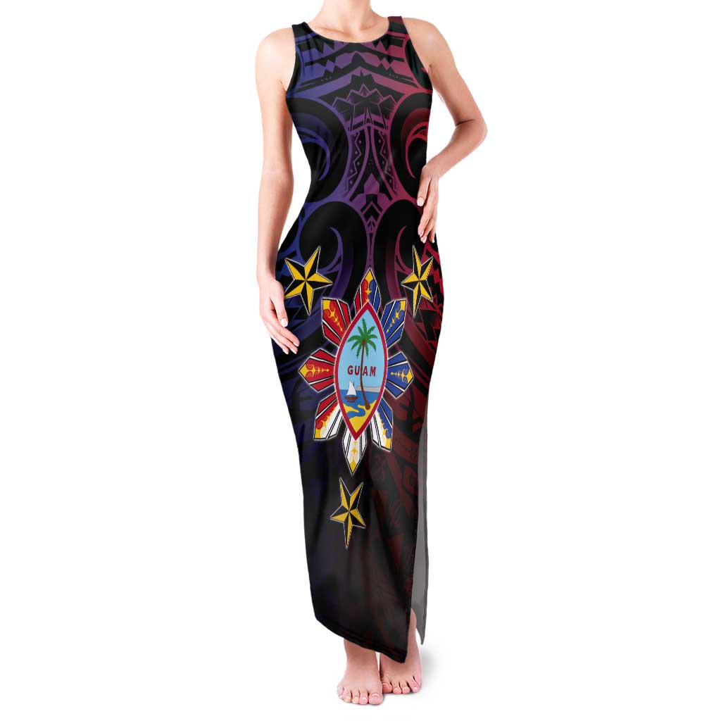 Philippines Guam Tank Maxi Dress Filipino Sun With Guaman Seal