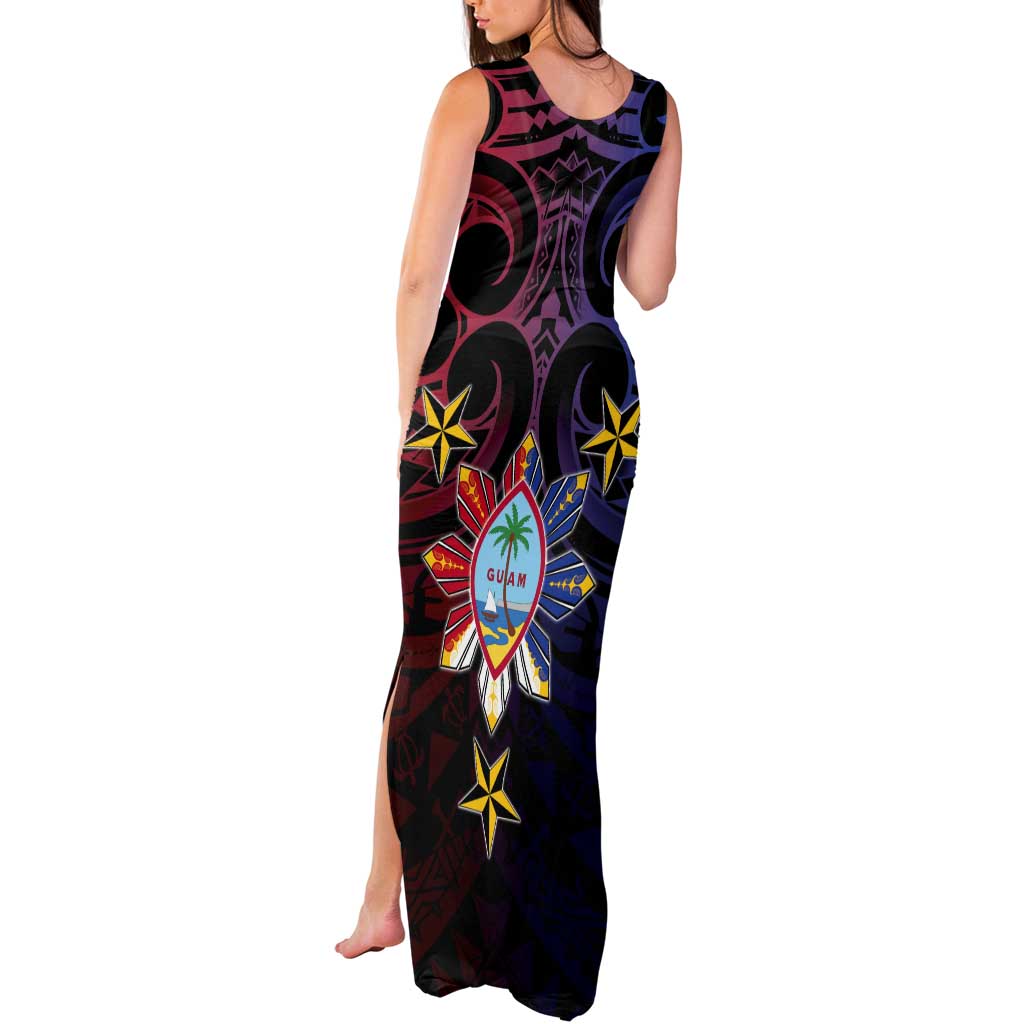 Philippines Guam Tank Maxi Dress Filipino Sun With Guaman Seal