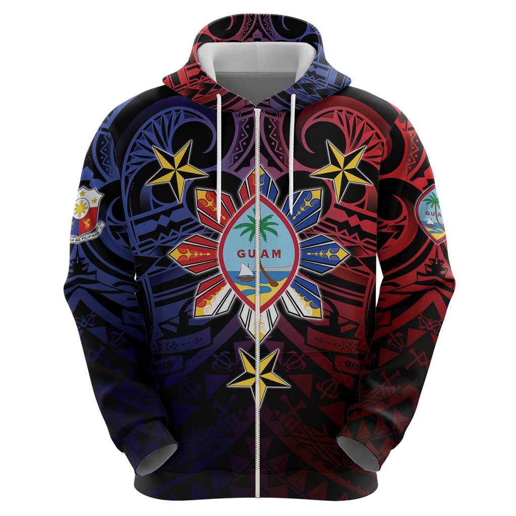 Philippines Guam Zip Hoodie Filipino Sun With Guaman Seal LT05 - Polynesian Pride